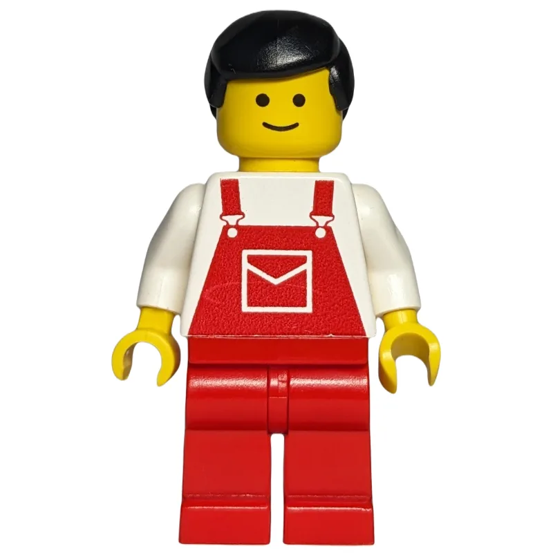 Man, Red Overalls, Black Hair (3626a Head) — minifigurine LEGO | Brick Broker