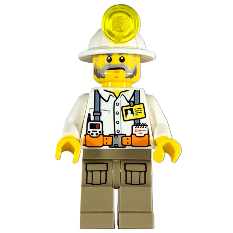 Miner, White Shirt with Straps and ID Badge,… — minifigurine LEGO | Brick Broker