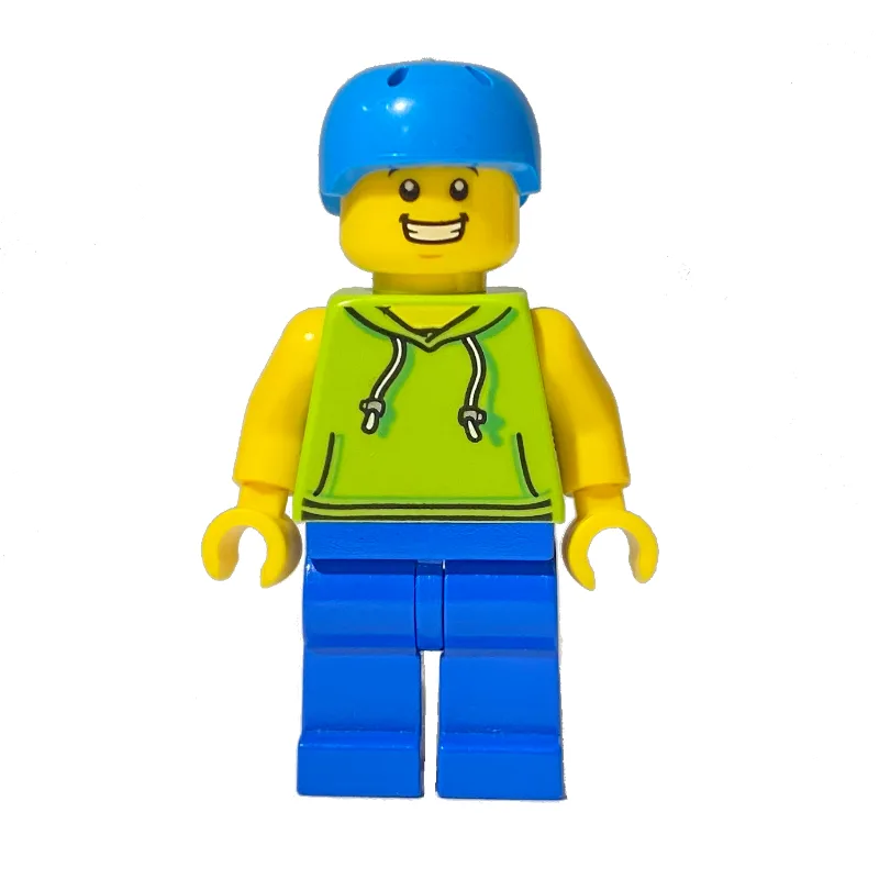 Man, Lime Hoodie, Blue Legs, Dark Azure Helmet — minifigurine LEGO | Brick Broker