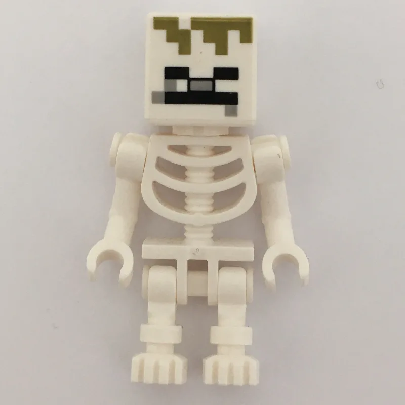 Skeleton, Square Skull, Olive Green Pixels — minifigurine LEGO | Brick Broker