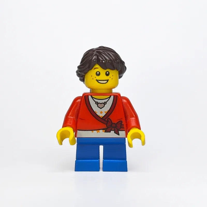 Girl, Cardigan Tied with Bow, Necklace, Short… — minifigurine LEGO | Brick Broker