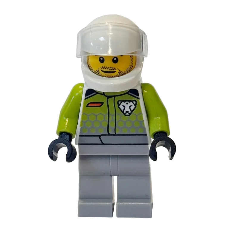Race Driver, Lime Torso, Light Bluish Grey Le… — minifigurine LEGO | Brick Broker