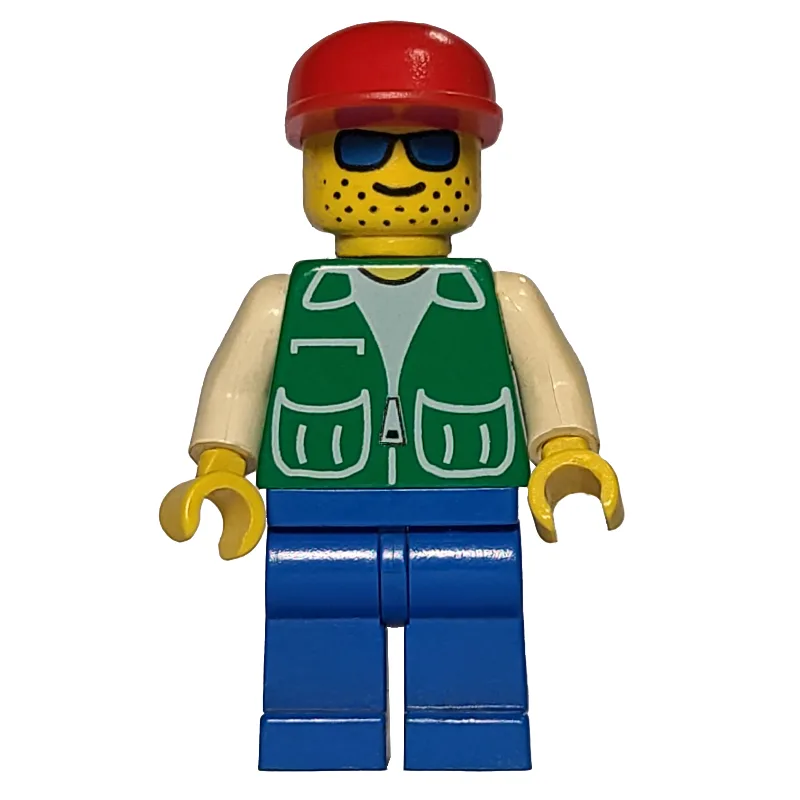 Man, Green Jacket, Blue Legs, Red Cap, Blue S… — minifigurine LEGO | Brick Broker