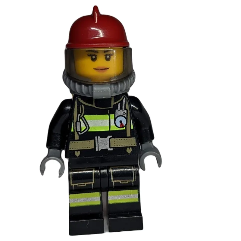 Firewoman, Black Fire Suit with Gauge and Str… — minifigurine LEGO | Brick Broker