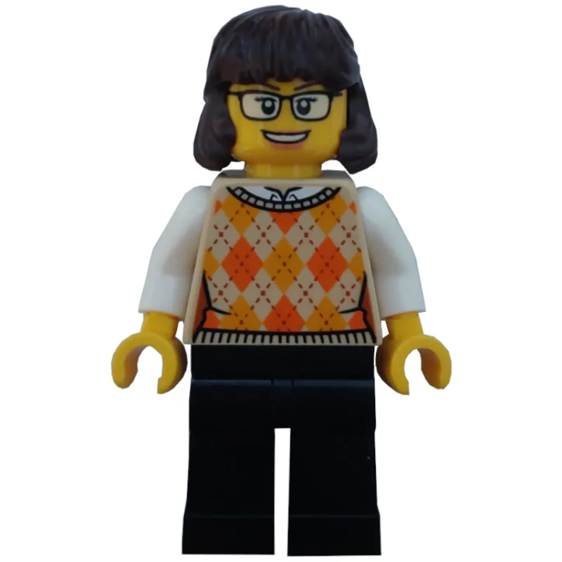 Tan Torso, Sweater, Black Legs, Reddish Brown… — minifigurine LEGO | Brick Broker