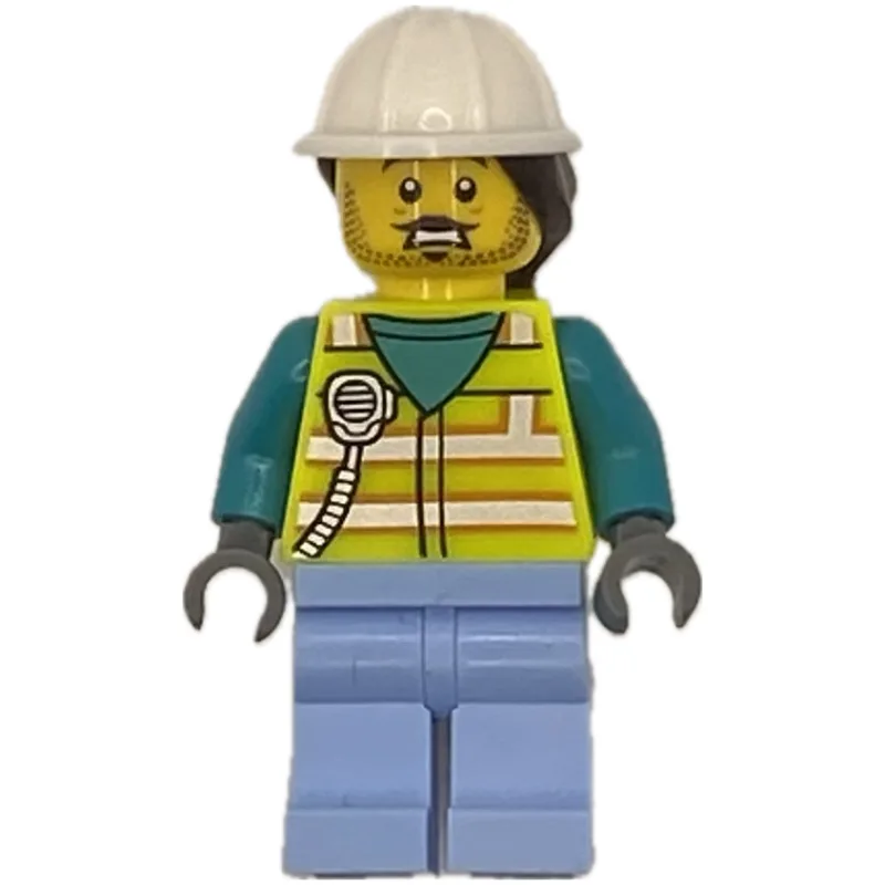 Man, Vibrant Yellow Safety Vest, White Hard H… — minifigurine LEGO | Brick Broker