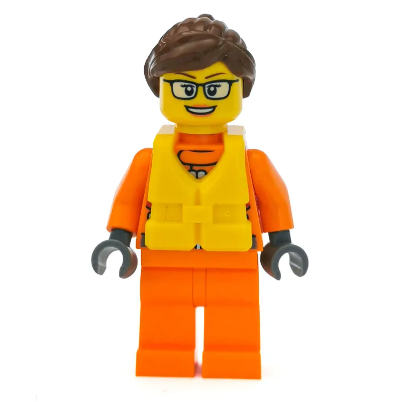 Coast Guard, Woman, Orange Jumpsuit, Yellow L… — minifigurine LEGO | Brick Broker