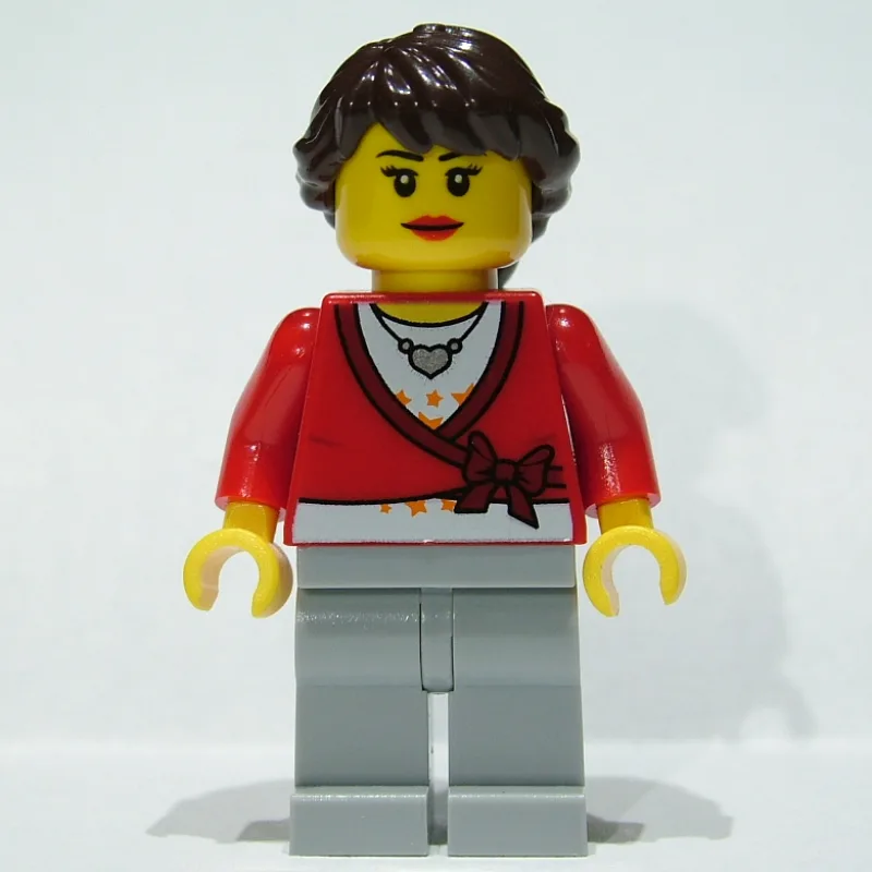 Woman, Cardigan Tied with Bow and Necklace, L… — minifigurine LEGO | Brick Broker