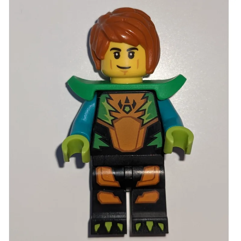 Stunt Rider, Black, Orange, and Green Race Su… — minifigurine LEGO | Brick Broker