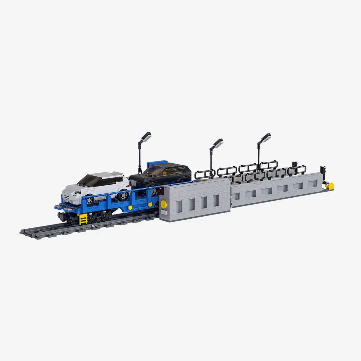 BlueBrixx Voiture charter avec wagon de transport automobile (BB-110373) - prix | Brick Broker