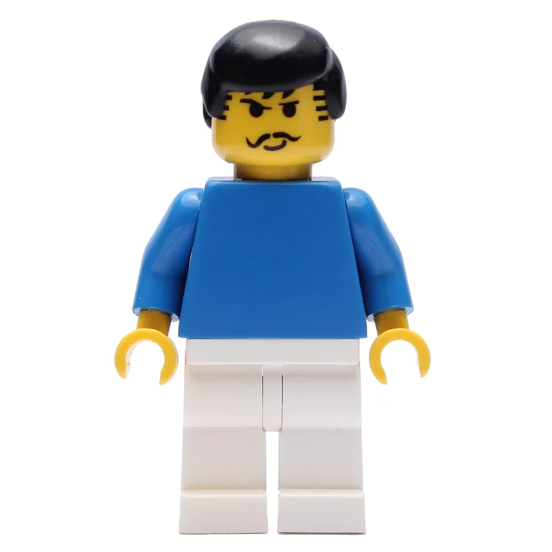 Soccer Player Blue Torso, White Legs, Black H… — minifigurine LEGO | Brick Broker