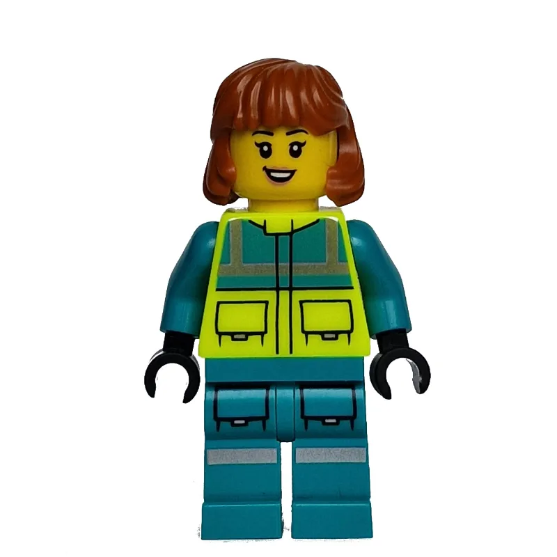 Paramedic, Vibrant Yellow Safety Vest, Dark T… — minifigurine LEGO | Brick Broker