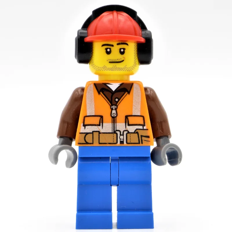 Construction Worker, Orange Safety Vest with… — minifigurine LEGO | Brick Broker