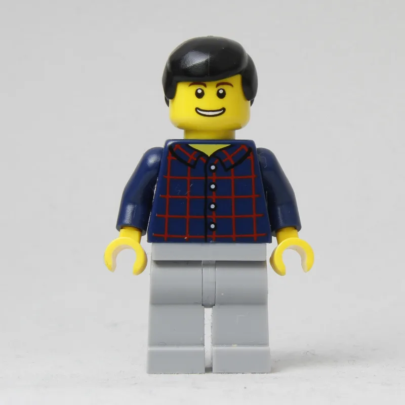 Man, Dark Blue Plaid Shirt, Light Bluish Gray… — minifigurine LEGO | Brick Broker