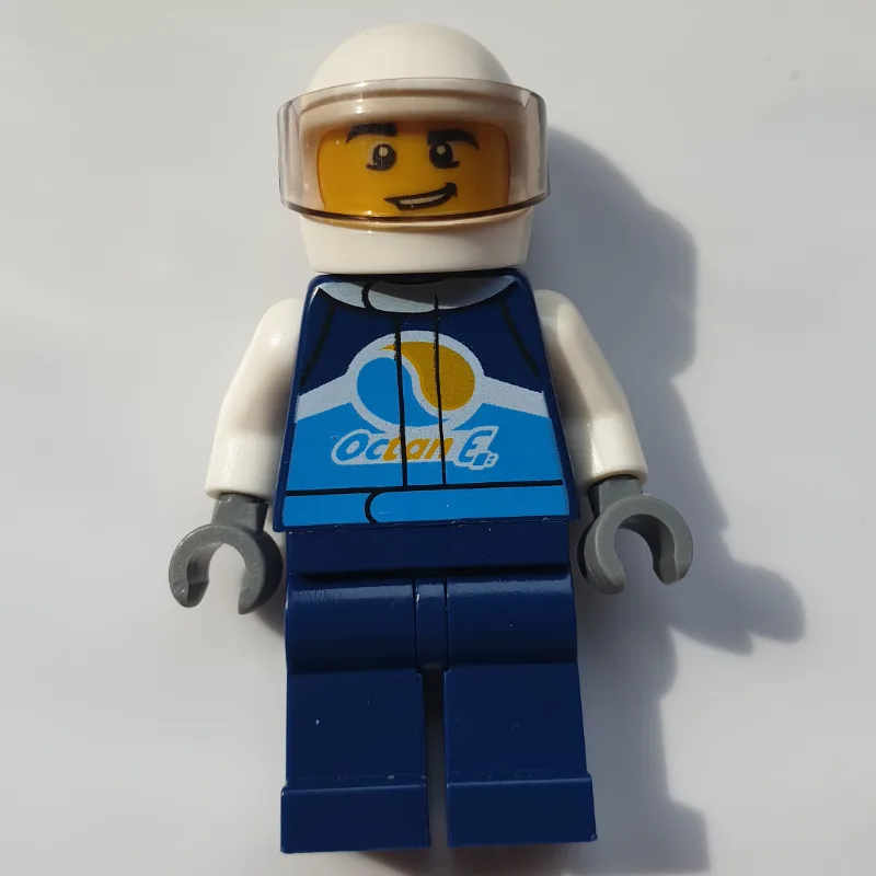 Racer, Dark Blue Jumpsuit with Octan E Logo,… — minifigurine LEGO | Brick Broker