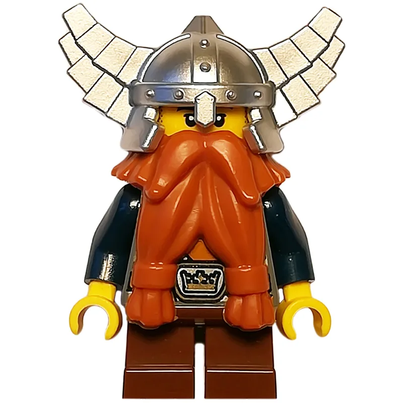 Dwarf, Dark Orange Beard, Metallic Silver Hel… — minifigurine LEGO | Brick Broker