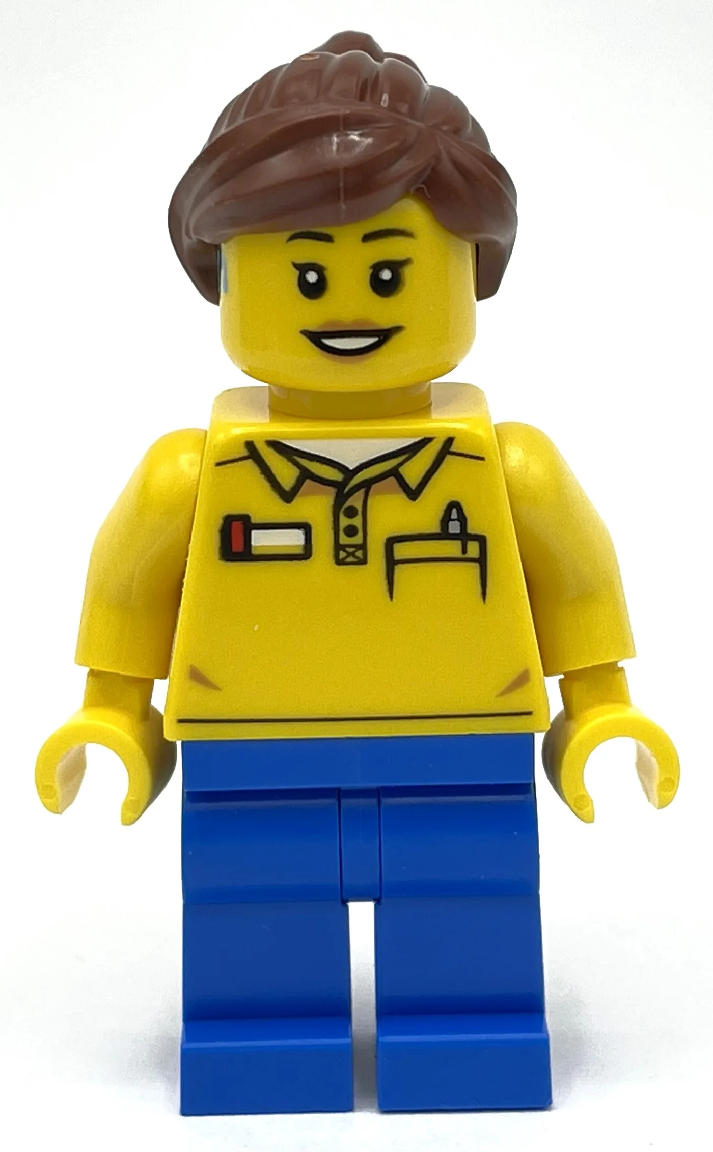 LEGO Employee, Yellow Torso, Blue Legs, Reddi… — minifigurine LEGO | Brick Broker