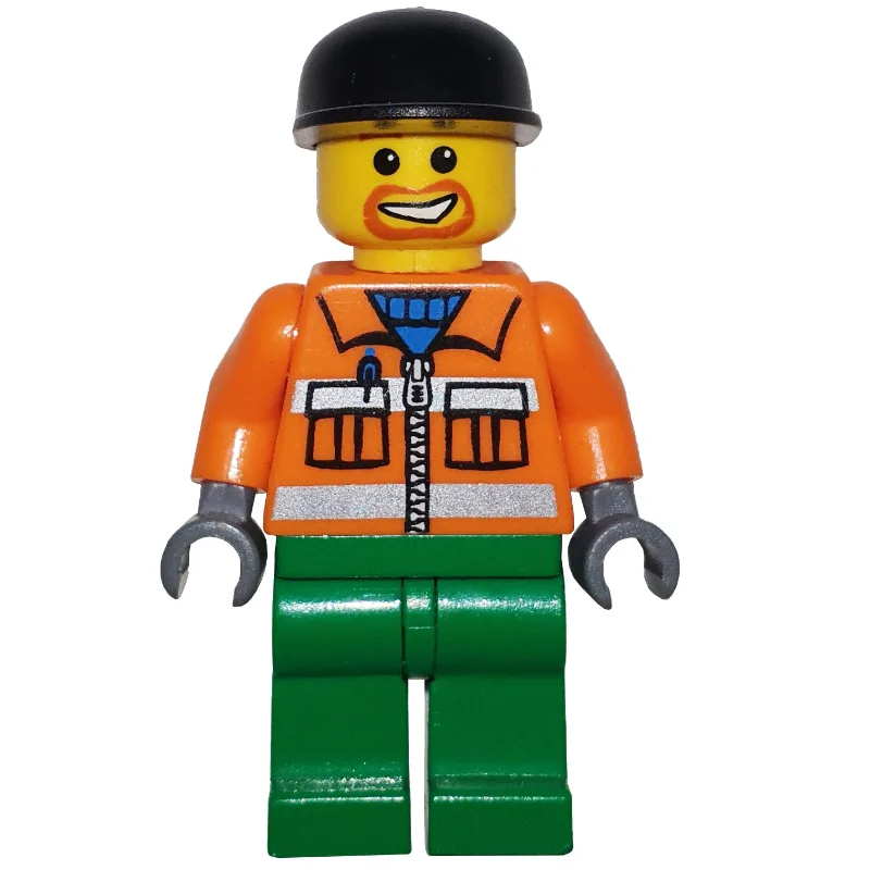 Construction Worker, Orange Jacket with Zippe… — minifigurine LEGO | Brick Broker