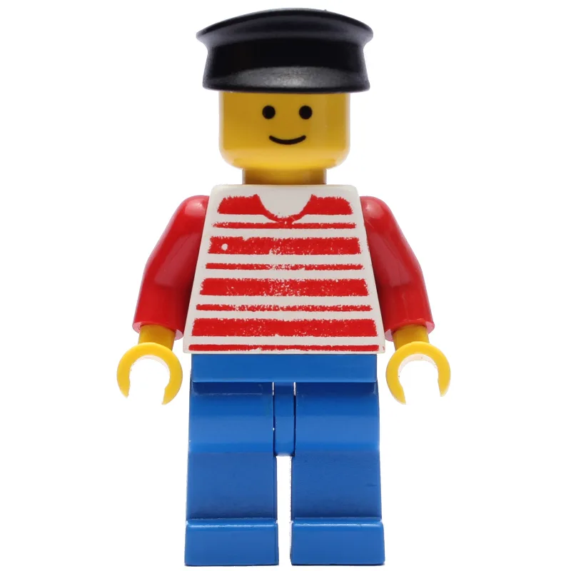 Man - Red/White Striped Shirt, Red Arms, Blue… — minifigurine LEGO | Brick Broker