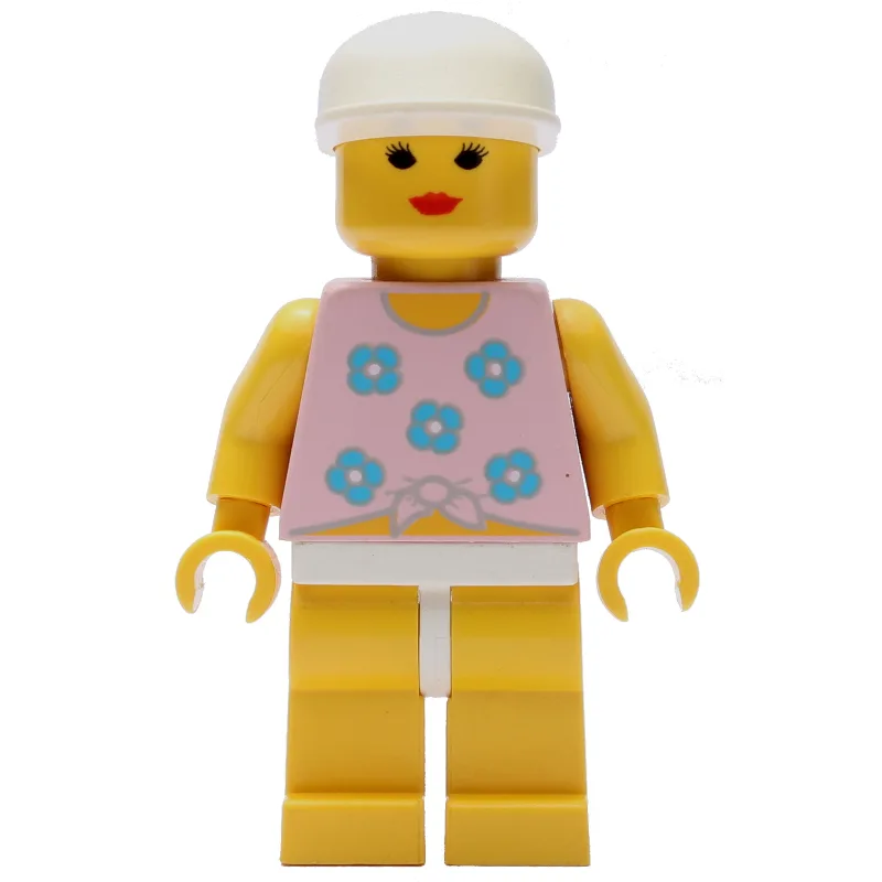 Woman, Tied Pink Tank Top with Flowers, Yello… — minifigurine LEGO | Brick Broker