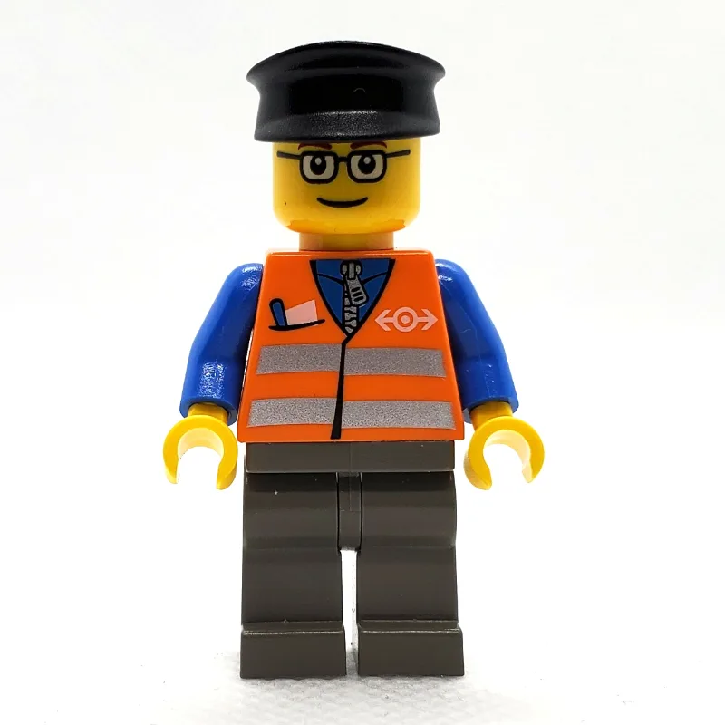 Train Worker, Orange Safety Vest with Train L… — minifigurine LEGO | Brick Broker