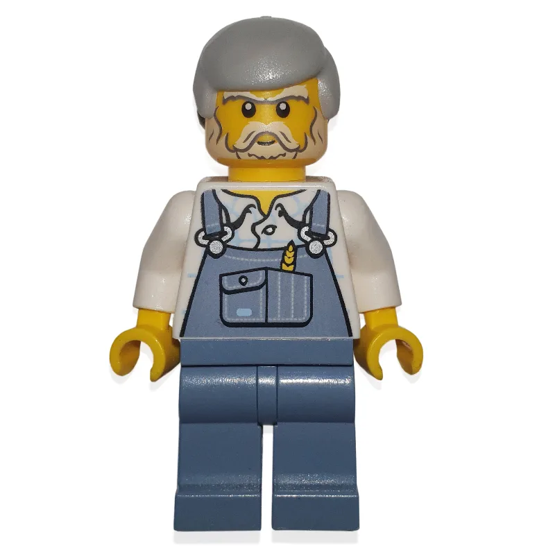 Man, Sand Blue Overalls, Light Bluish Gray Ha… — minifigurine LEGO | Brick Broker