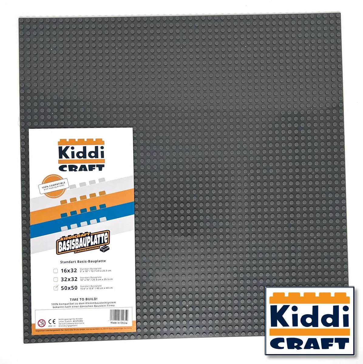 Kiddicraft Plaque de base 50 x 50 - Gris foncé (KID-KC50DG) - prix | Brick Broker