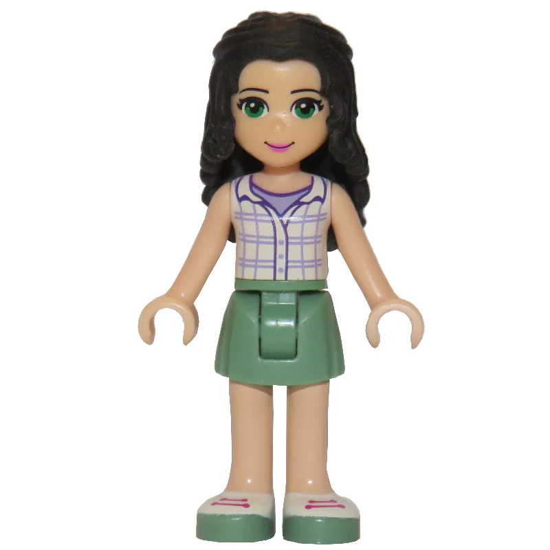 Emma - White Plaid Top, Sand Green Skirt — minifigurine LEGO | Brick Broker
