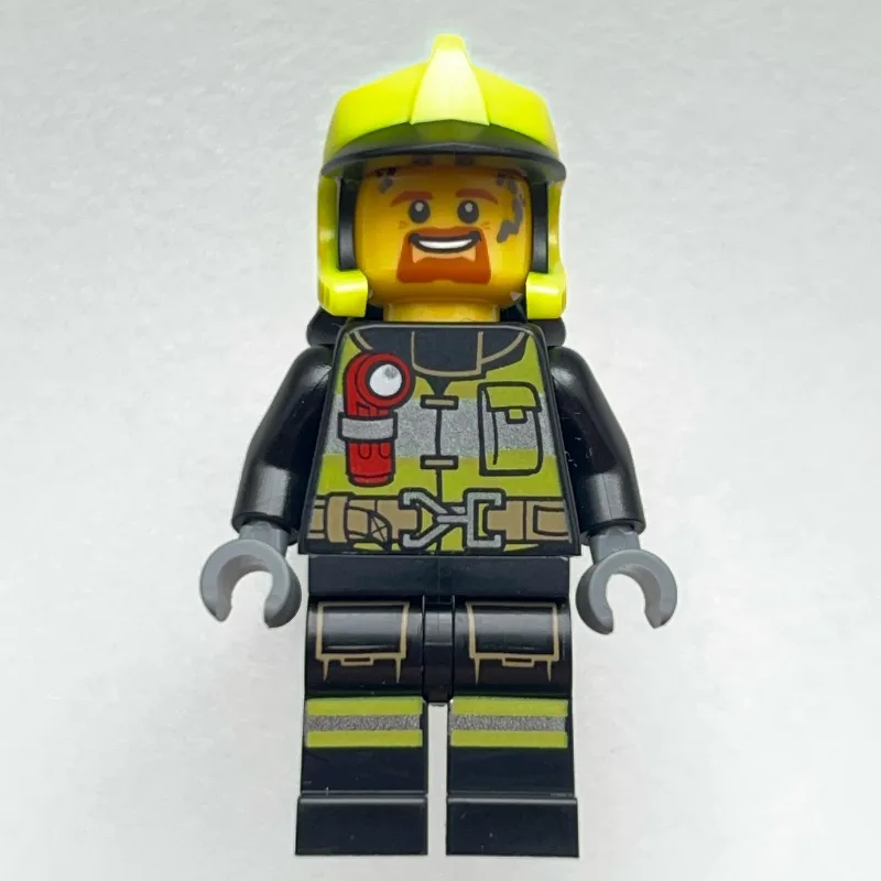 Firefighter, Black Fire Suit with Red Flashli… — minifigurine LEGO | Brick Broker