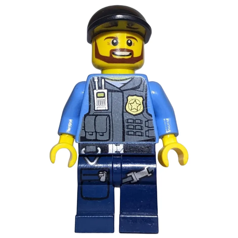 Policeman, Dark Bluish Gray Vest with Radio,… — minifigurine LEGO | Brick Broker