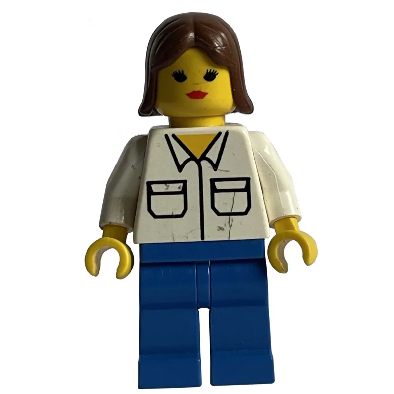 Woman, White Shirt with Pockets, Blue Legs, B… — minifigurine LEGO | Brick Broker