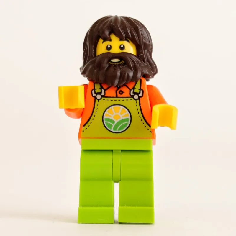Farmer, Man, Lime Overalls, Dark Brown Hair a… — minifigurine LEGO | Brick Broker