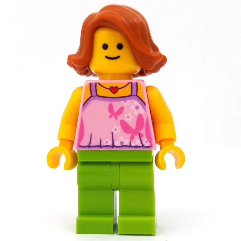 Bright Pink Torso, Lime Legs, Dark Orange Hair — minifigurine LEGO | Brick Broker