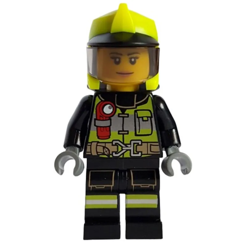 Firefighter, Black Fire Suit, Vibrant Yellow… — minifigurine LEGO | Brick Broker