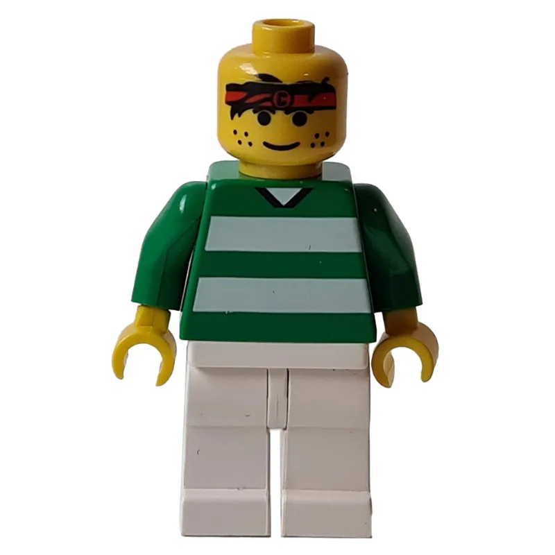 Soccer Player Green Torso, White Legs, Sweat… — minifigurine LEGO | Brick Broker