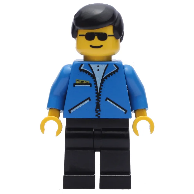 Man, Open Blue Jacket with Zipper, Black Legs… — minifigurine LEGO | Brick Broker