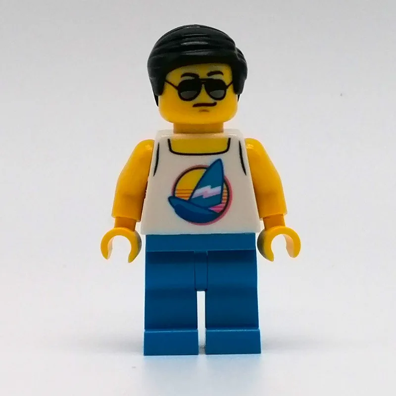 Man, White Tank Top with Windsurfer, Dark Azu… — minifigurine LEGO | Brick Broker