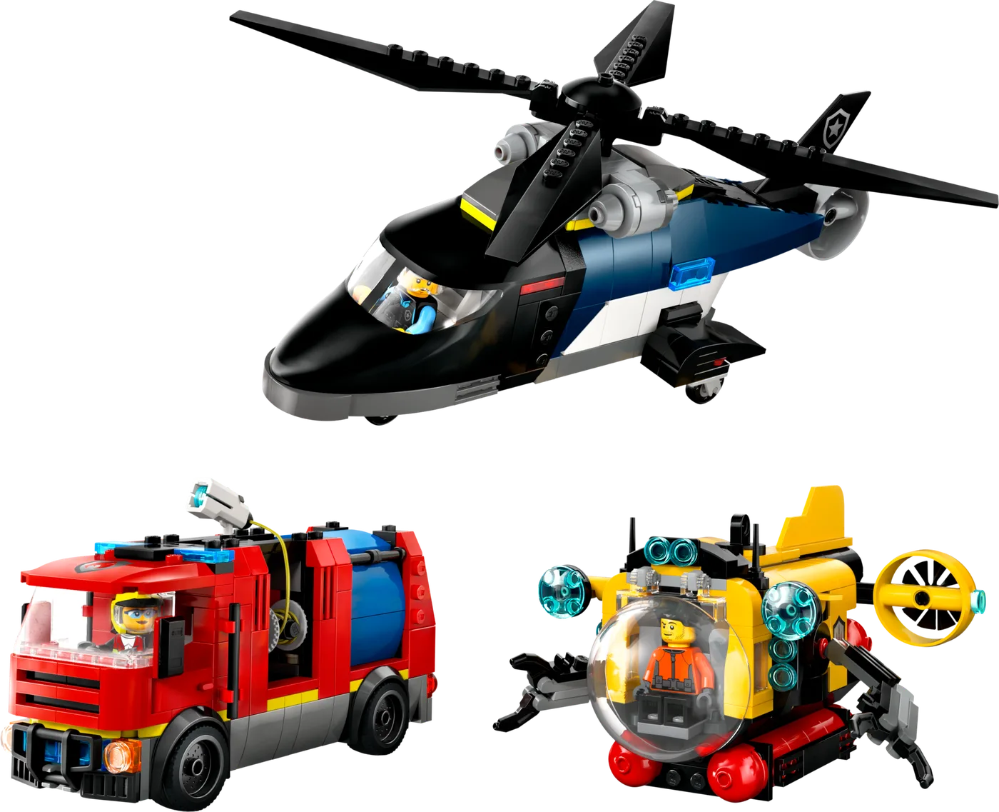 LEGO 60462 Hélicoptère, Camion de Pompiers et Sous-marin Remix - prix | Brick Broker