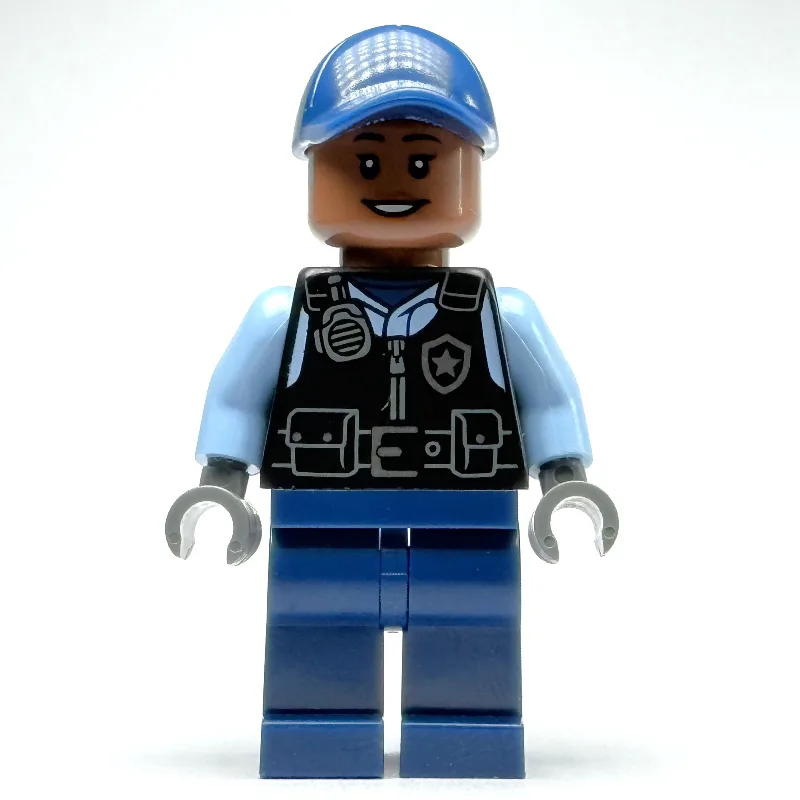Security Guard, Black Vest, Dark Blue Legs — minifigurine LEGO | Brick Broker