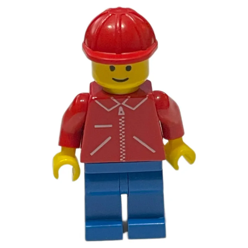 Man, Red Jacket with Zipper, Blue Legs, Red H… — minifigurine LEGO | Brick Broker