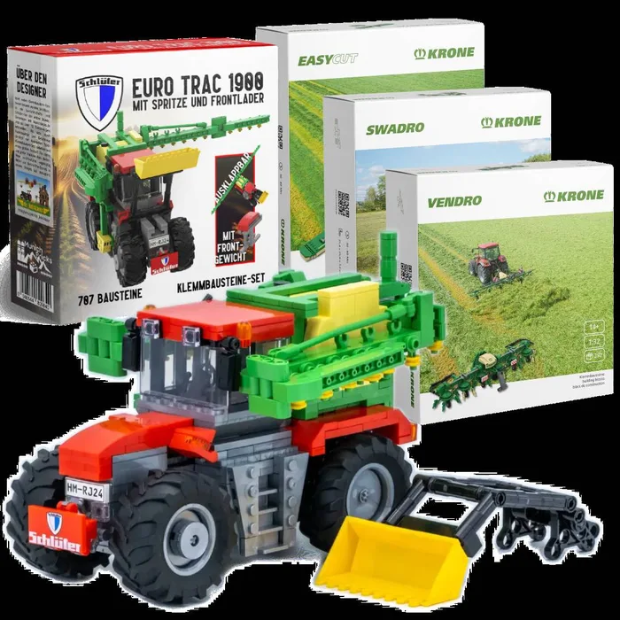 MunichBricks Schlüter & KRONE Bundle - EuroTrac mit 4 Anbaugeräten und Frontlader (MBE-ESF-KRONE-0126) - prix | Brick Broker