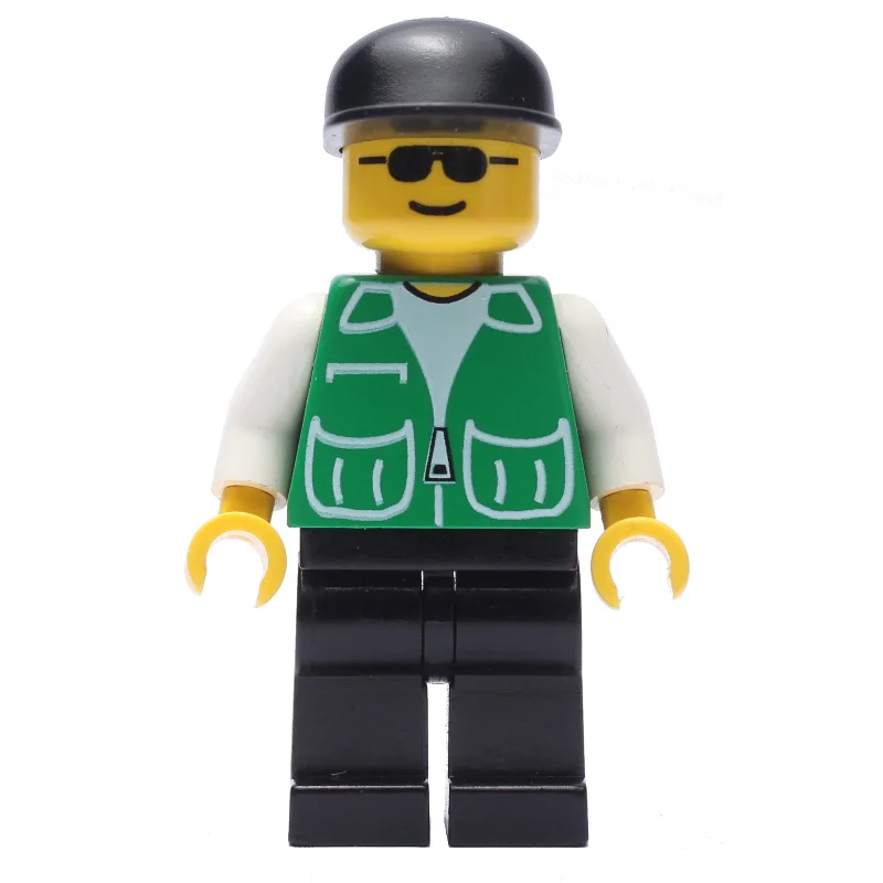 Man, Green Jacket, Black Legs, Black Cap, Sun… — minifigurine LEGO | Brick Broker