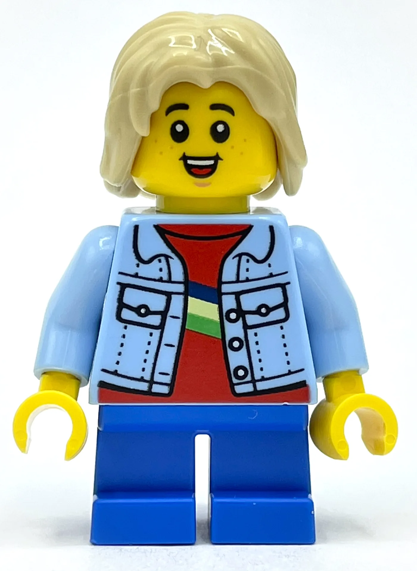 Kid - Bright Light Blue Torso, Blue Legs, Tan… — minifigurine LEGO | Brick Broker