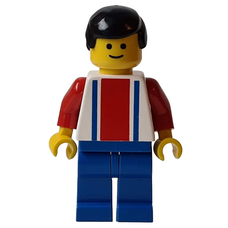 Soccer Player White Torso, Blue/Res Stripes,… — minifigurine LEGO | Brick Broker