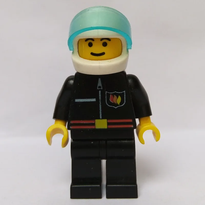 Fireman, Black Fire Jacket with Red Belt and… — minifigurine LEGO | Brick Broker