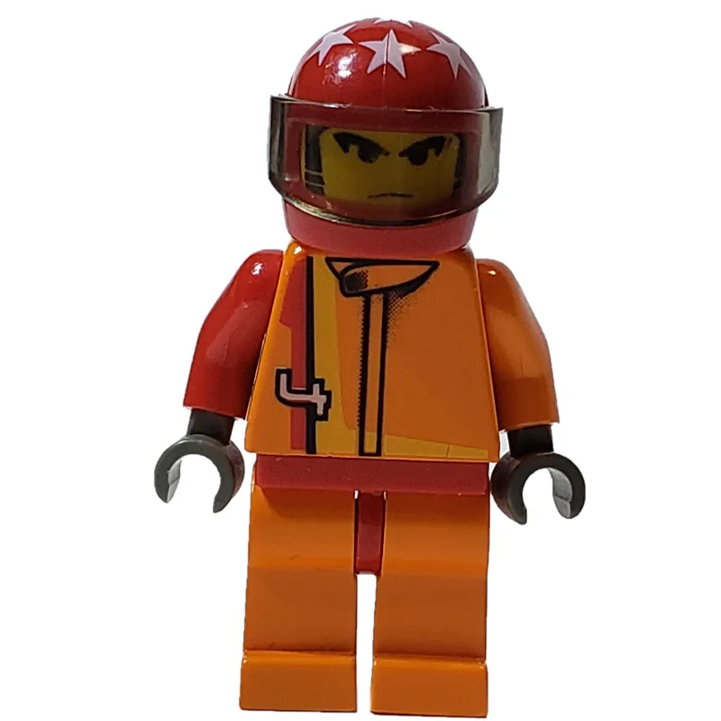 Race Driver, Orange Torso, Orange Legs, Red… — minifigurine LEGO | Brick Broker