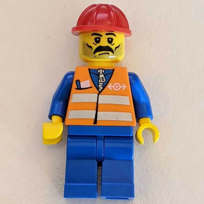 Worker - Orange Safety Vest, Blue Legs, Red H… — minifigurine LEGO | Brick Broker