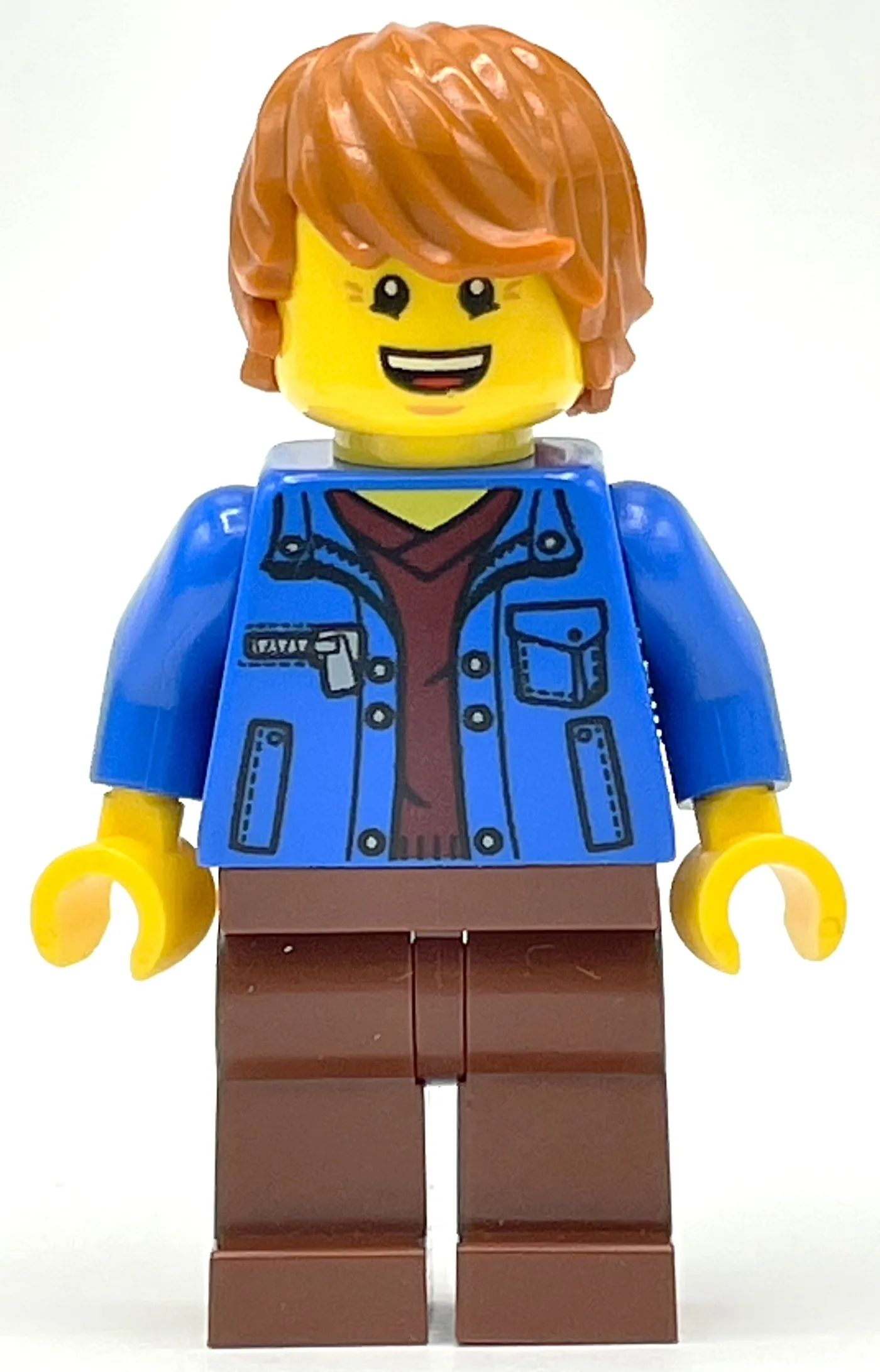 Blue Torso, Reddish Brown Legs, Dark Orange H… — minifigurine LEGO | Brick Broker