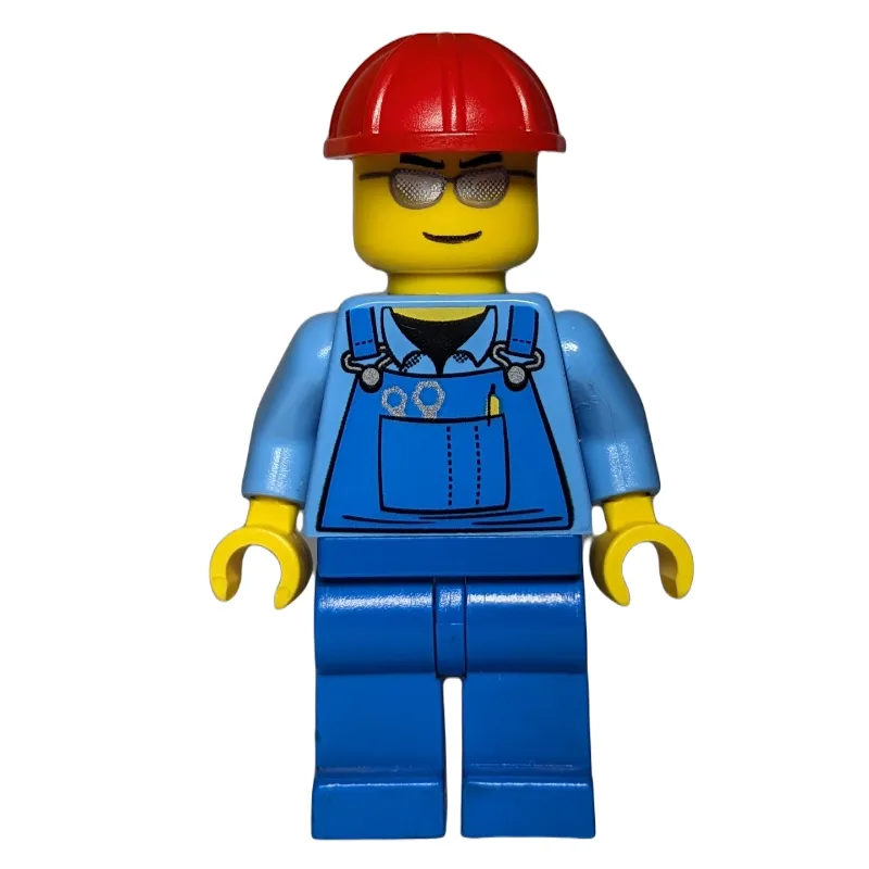 Construction Worker, Blue Overalls over Mediu… — minifigurine LEGO | Brick Broker