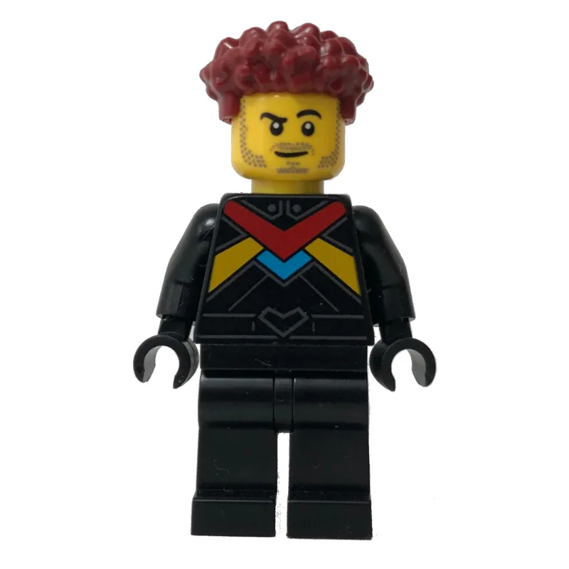 Race Driver - Black Torso, Black Legs, Dark R… — minifigurine LEGO | Brick Broker